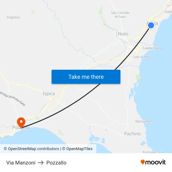 Via Manzoni to Pozzallo map