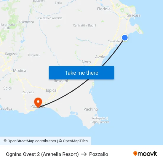 Ognina Ovest 2 (Arenella Resort) to Pozzallo map