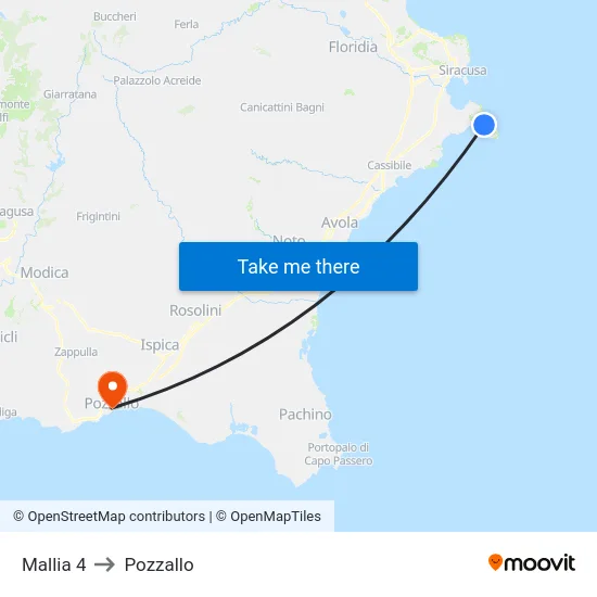 Mallia 4 to Pozzallo map