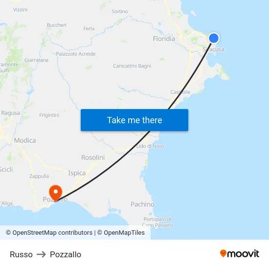 Russo to Pozzallo map