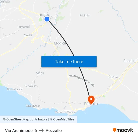 Via Archimede, 6 to Pozzallo map