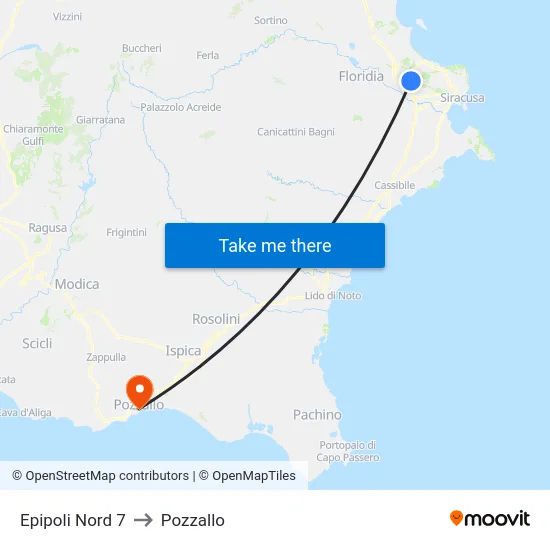 Epipoli Nord 7 to Pozzallo map