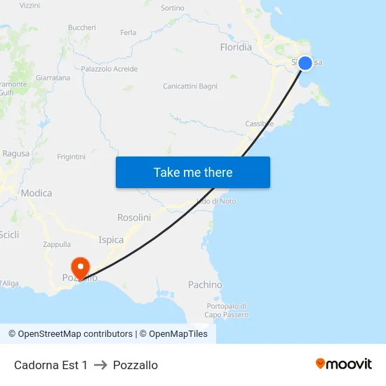 Cadorna Est 1 to Pozzallo map