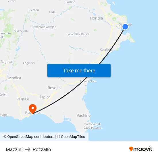 Mazzini to Pozzallo map