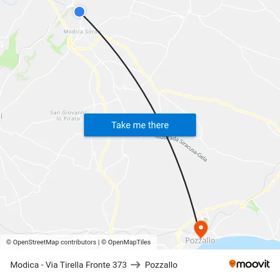 Modica - Via Tirella Fronte 373 to Pozzallo map