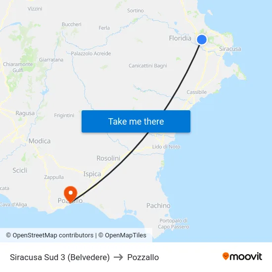 Siracusa Sud 3 (Belvedere) to Pozzallo map