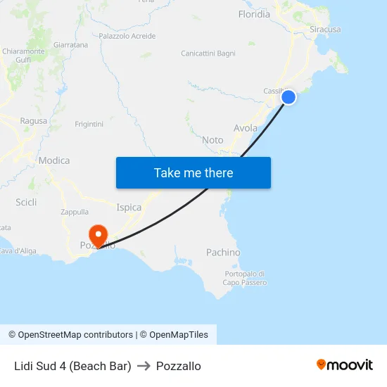Lidi Sud 4 (Beach Bar) to Pozzallo map