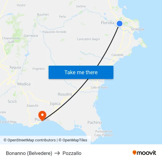 Bonanno (Belvedere) to Pozzallo map