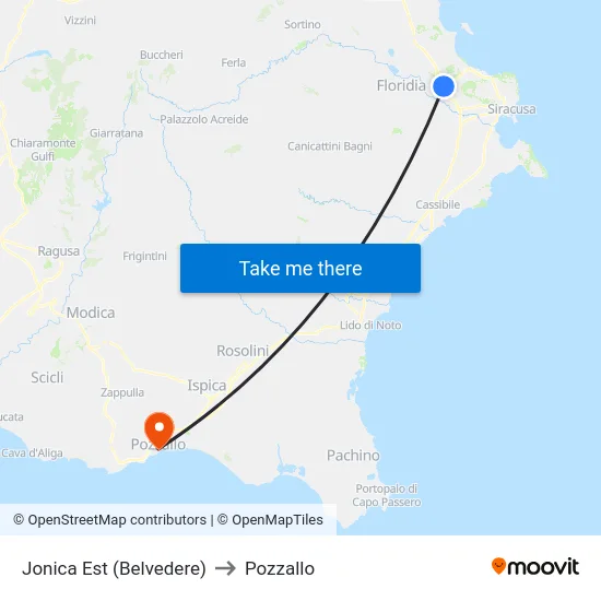 Jonica Est (Belvedere) to Pozzallo map