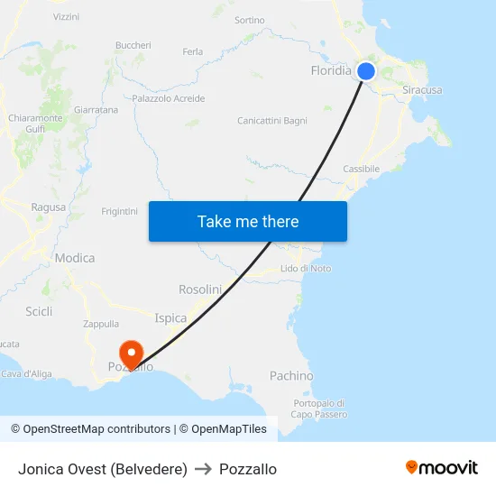 Jonica Ovest (Belvedere) to Pozzallo map