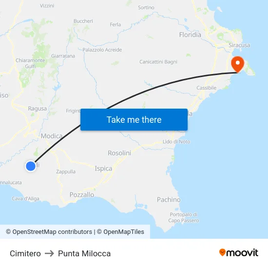 Cimitero to Punta Milocca map