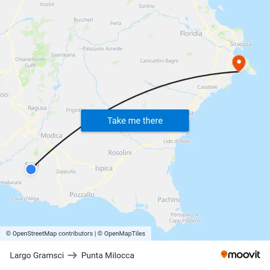 Largo Gramsci to Punta Milocca map