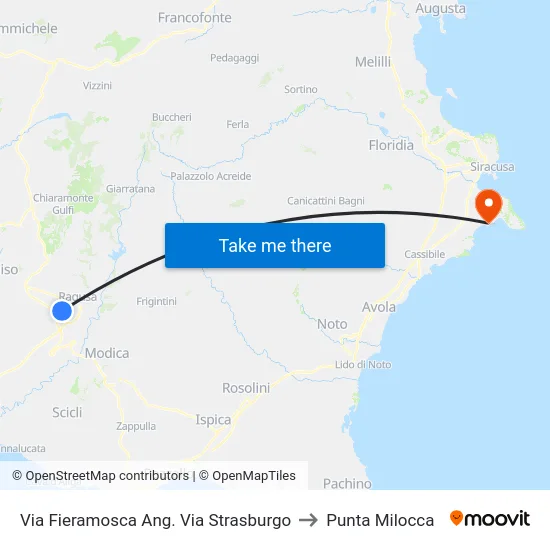 Via Fieramosca Ang. Via Strasburgo to Punta Milocca map