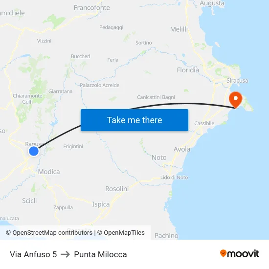 Via Anfuso 5 to Punta Milocca map