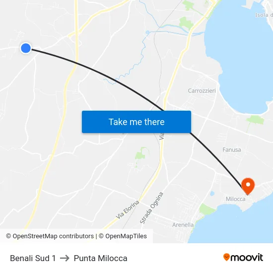 Benali Sud 1 to Punta Milocca map