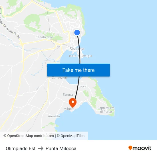 Olimpiade Est to Punta Milocca map