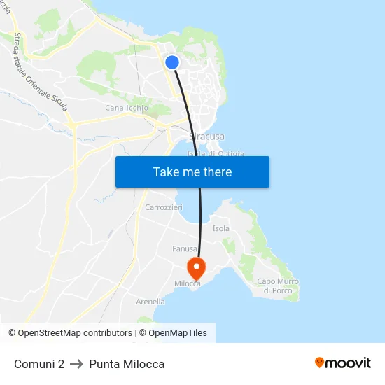 Comuni 2 to Punta Milocca map