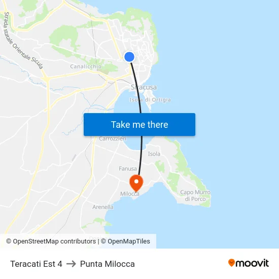 Teracati Est 4 to Punta Milocca map