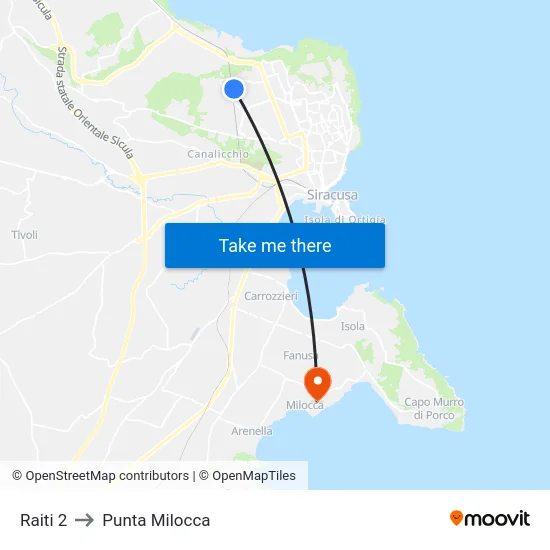 Raiti 2 to Punta Milocca map