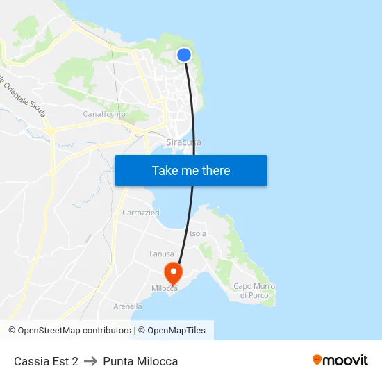 Cassia Est 2 to Punta Milocca map