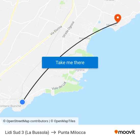 Lidi Sud 3 (La Bussola) to Punta Milocca map