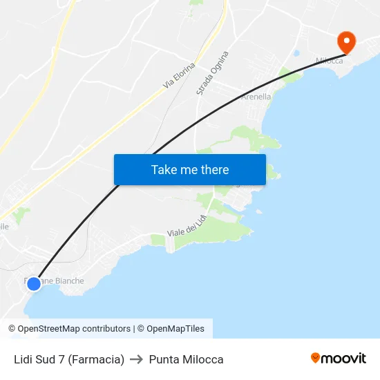 Lidi Sud 7 (Farmacia) to Punta Milocca map