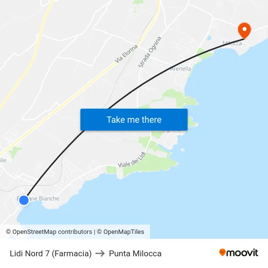 Lidi Nord 7 (Farmacia) to Punta Milocca map