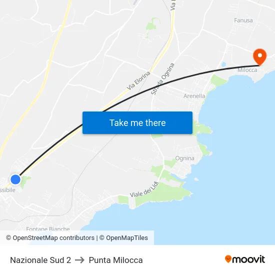 Nazionale Sud 2 to Punta Milocca map
