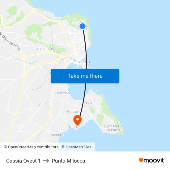 Cassia Ovest 1 to Punta Milocca map