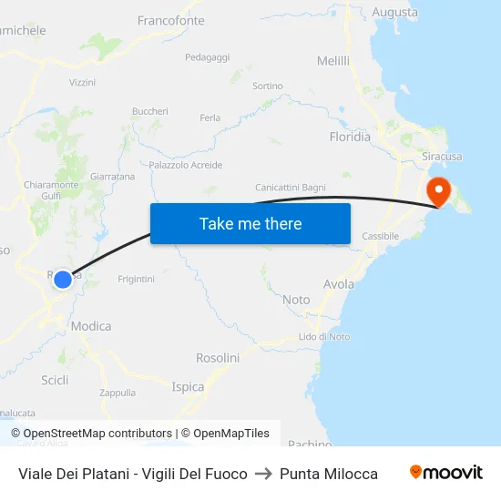 Viale Dei Platani - Vigili Del Fuoco to Punta Milocca map