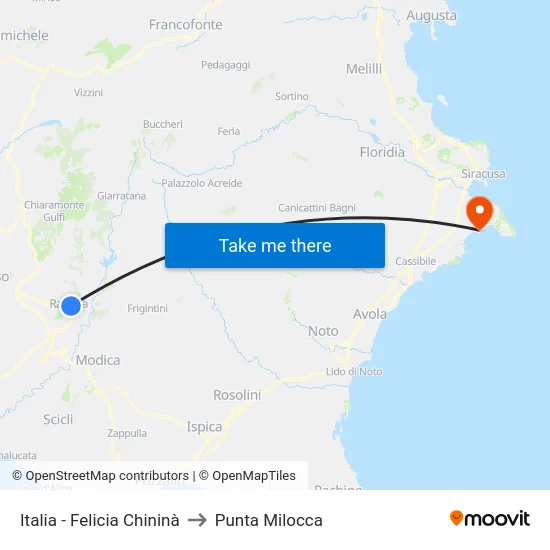 Italia - Felicia Chininà to Punta Milocca map