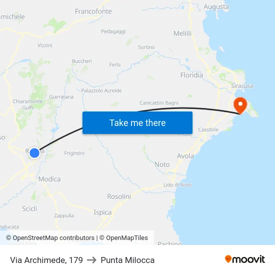 Via Archimede, 179 to Punta Milocca map
