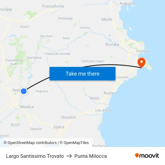 Largo Santissimo Trovato to Punta Milocca map