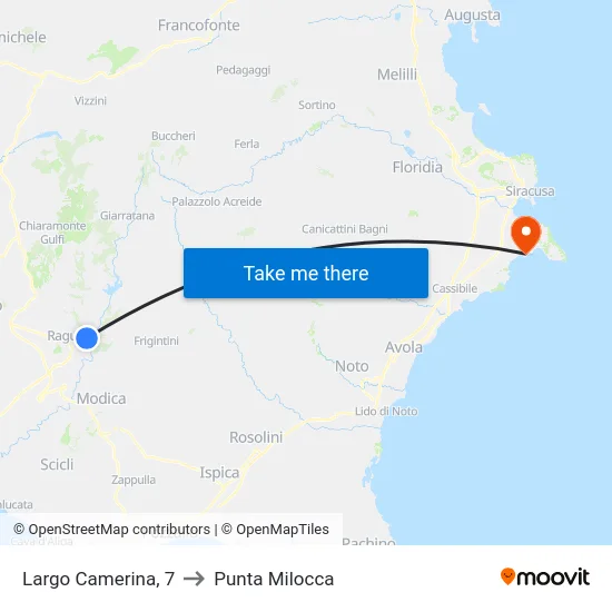 Largo Camerina, 7 to Punta Milocca map
