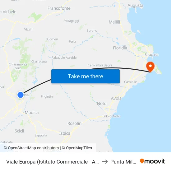 Viale Europa (Istituto Commerciale - Aeronautico) to Punta Milocca map