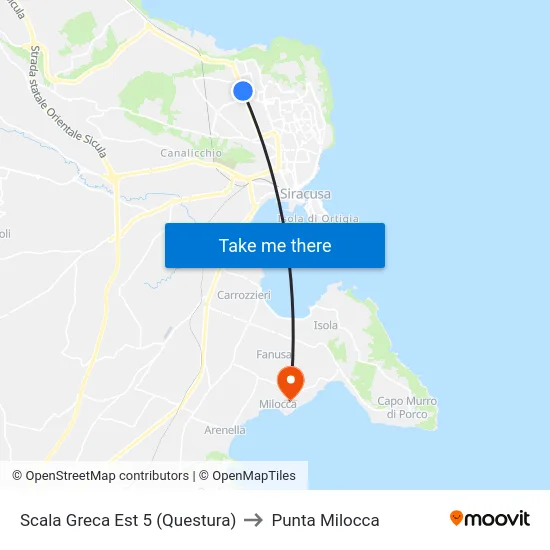 Scala Greca Est 5 (Questura) to Punta Milocca map