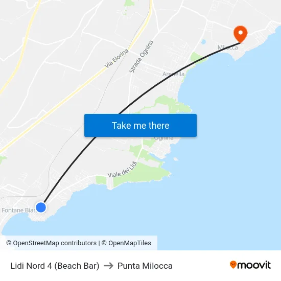 Lidi Nord 4 (Beach Bar) to Punta Milocca map