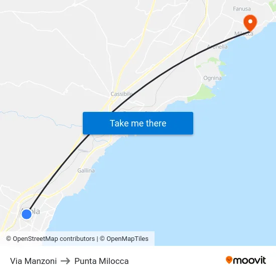 Via Manzoni to Punta Milocca map