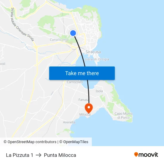 La Pizzuta 1 to Punta Milocca map