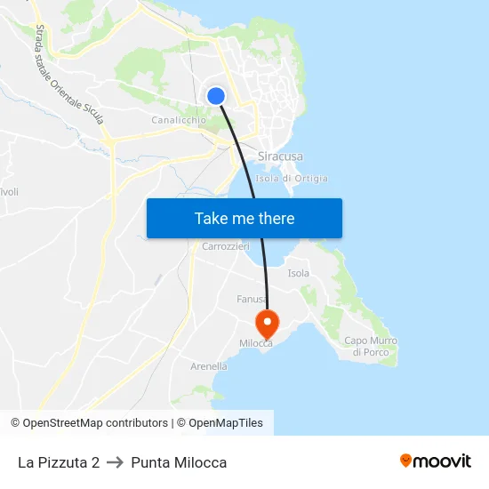 La Pizzuta 2 to Punta Milocca map