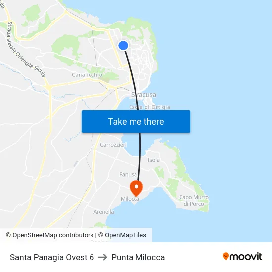 Santa Panagia Ovest 6 to Punta Milocca map