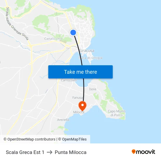 Scala Greca Est 1 to Punta Milocca map