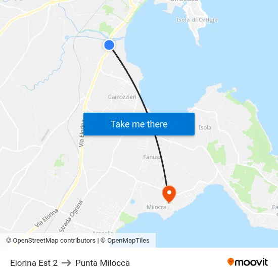 Elorina Est 2 to Punta Milocca map