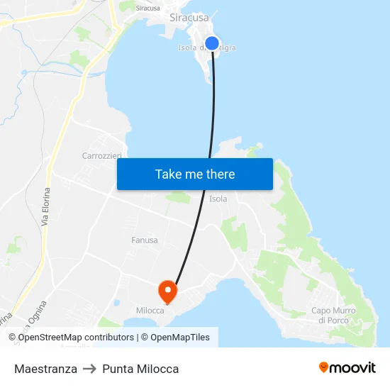 Maestranza to Punta Milocca map