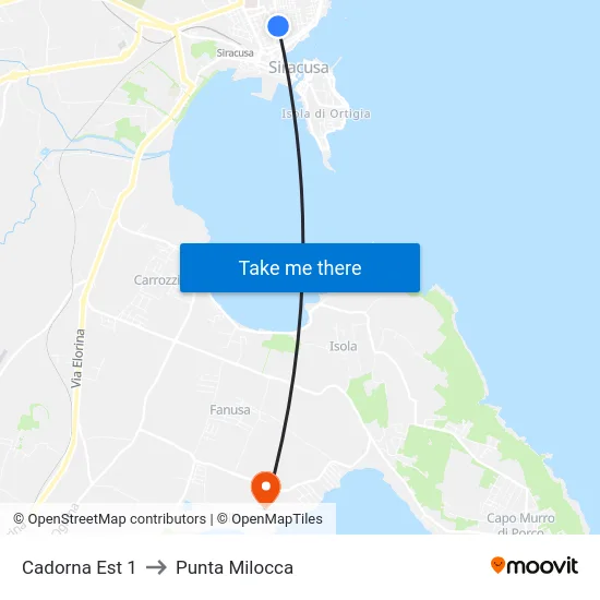 Cadorna Est 1 to Punta Milocca map