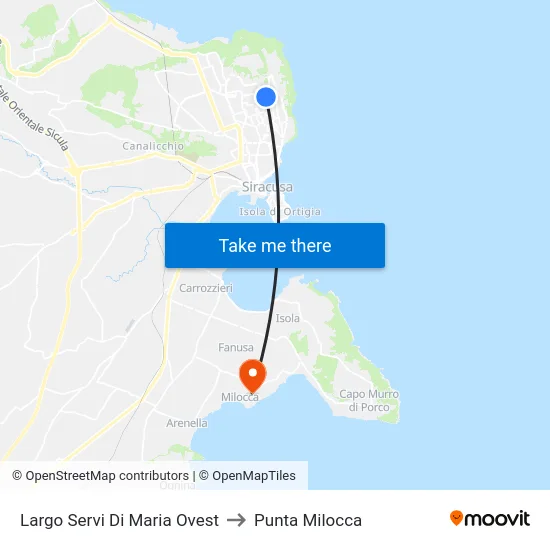 Largo Servi Di Maria Ovest to Punta Milocca map