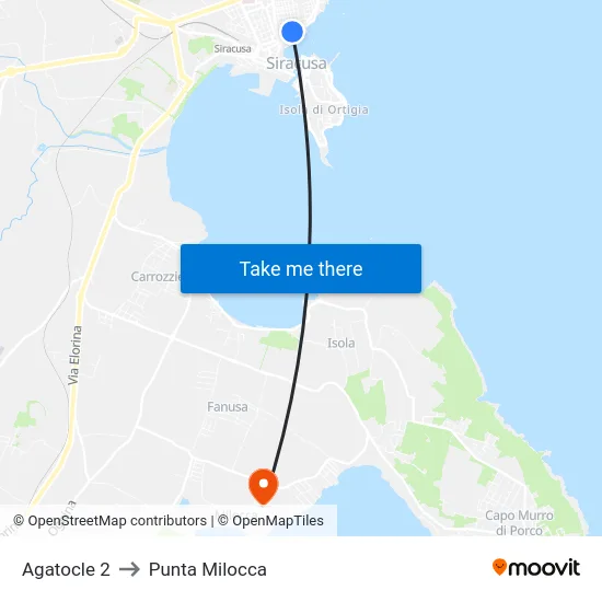 Agatocle 2 to Punta Milocca map