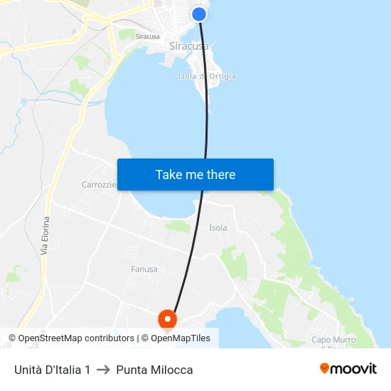 Unità D'Italia 1 to Punta Milocca map