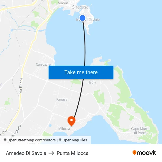 Amedeo Di Savoia to Punta Milocca map