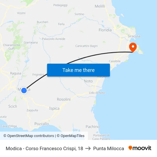 Modica - Corso Francesco Crispi, 18 to Punta Milocca map